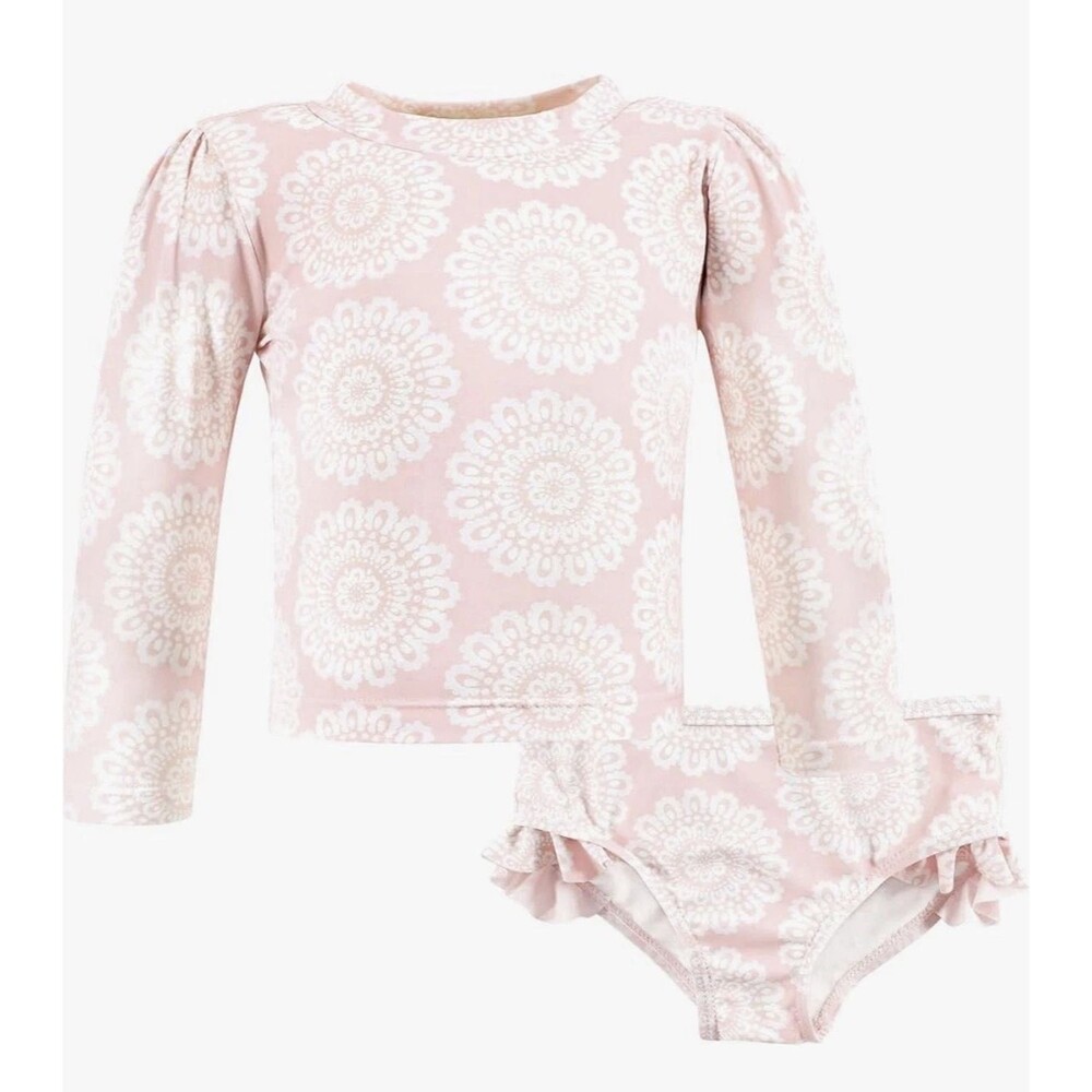 Hudson Baby Baby-Girls Swim Rashguard Set 3-6M NWT - Pink Doily